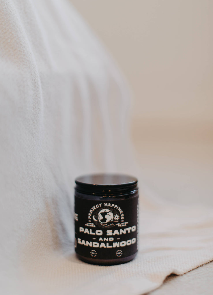 Project Happiness Candle Co. - Palo Santo and Sandalwood Soy Candle - 8oz