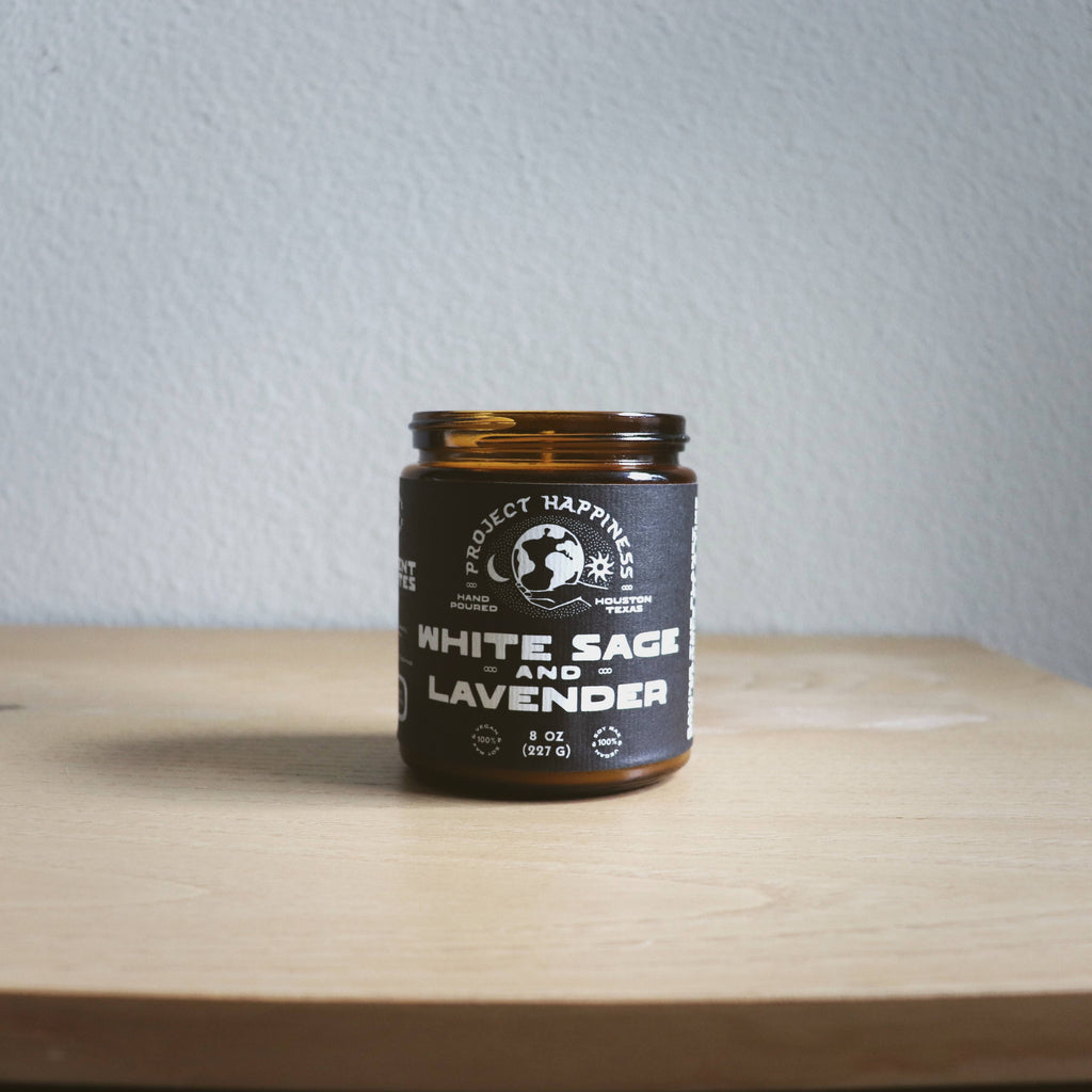 Project Happiness Candle Co. - White Sage and Lavender Soy Candle - 8oz | Spring Scent