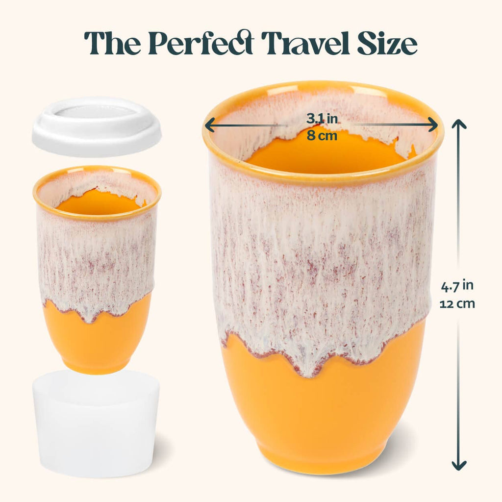 Nova Ceramics Travel Mugs - Grapefruit 12oz Ceramic Travel Mug – Coffee Shop Essentials