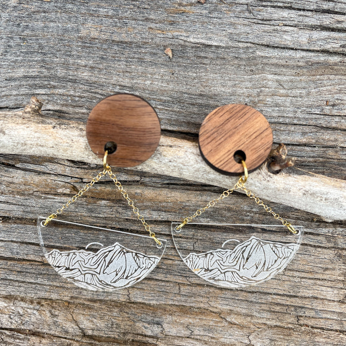 Medicine Bow Clear Carved Earrings