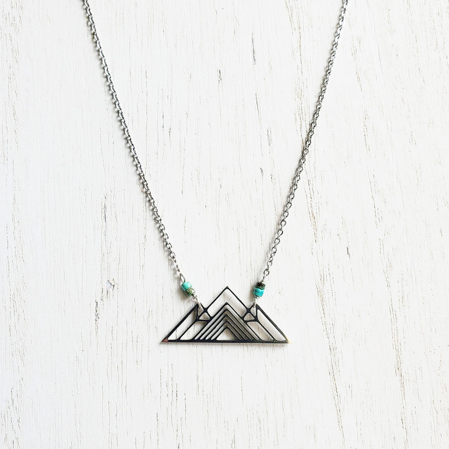 Silver Mountain + Heishi Turq Necklace
