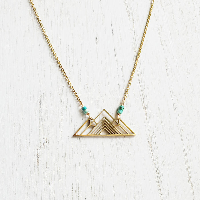 Gold Mountain + Heishi Turq Necklace