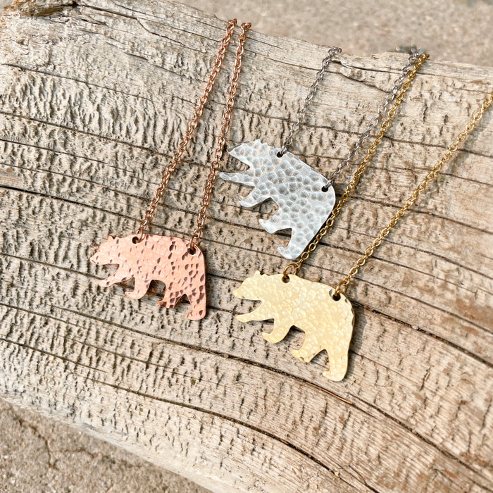 Hammered Bear Necklace