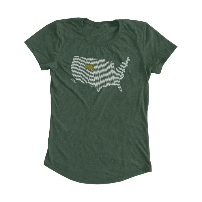 Gals Metallic United States of Wyo Fit Tee