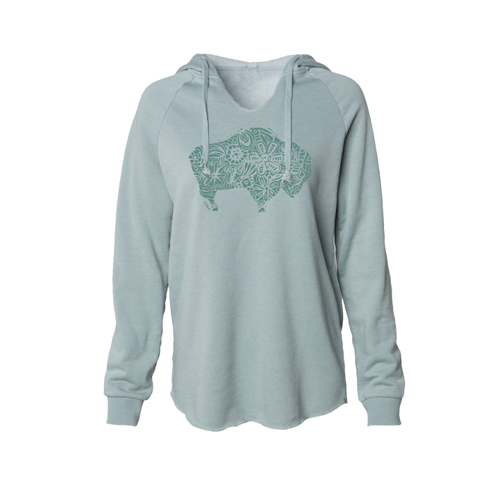 GALS CARVED FLORAL BISON SCOOP HOODIE