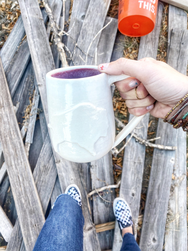 Hand-thrown Oversized White Out Bison Mug // 16oz