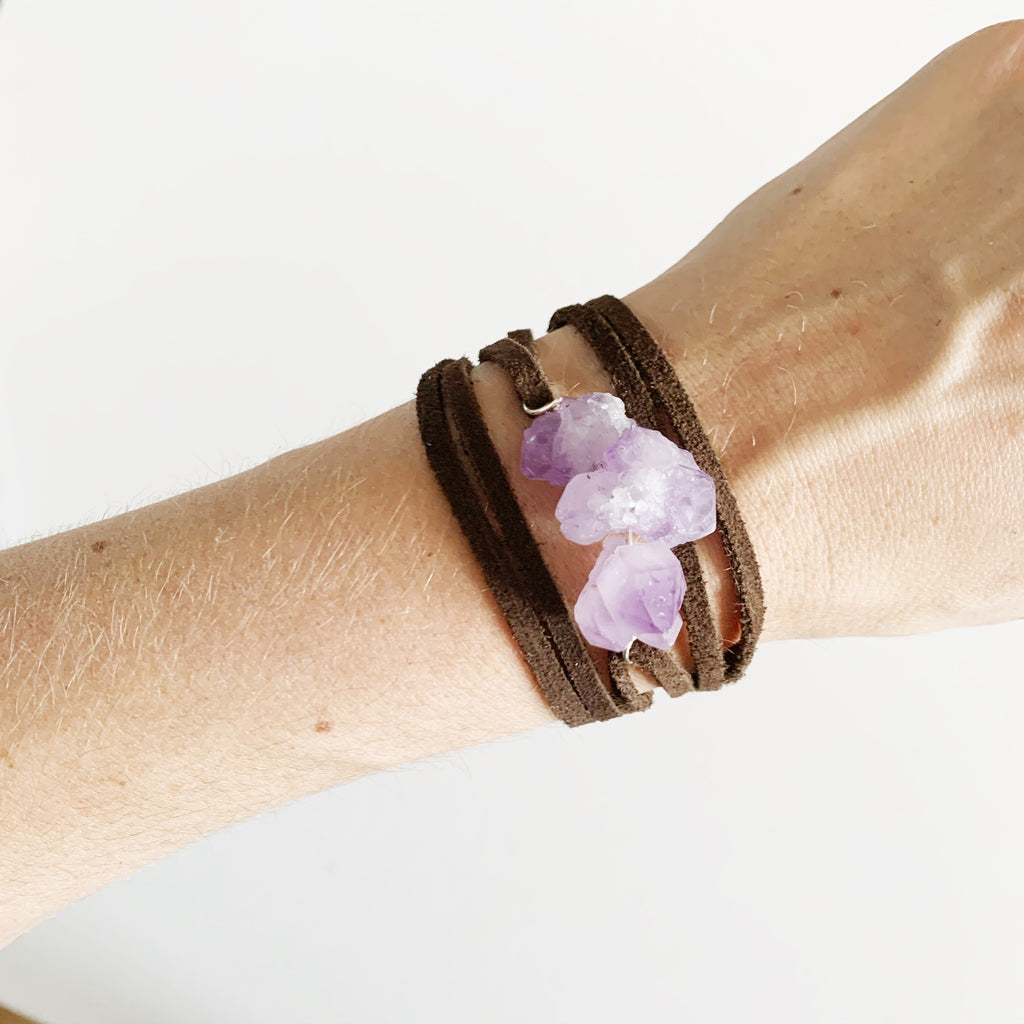 Amethyst + Leather Wrap Bracelet