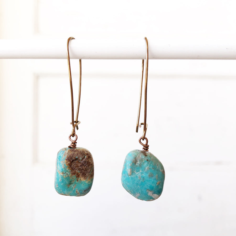 Turquoise Drop Earrings // Copper