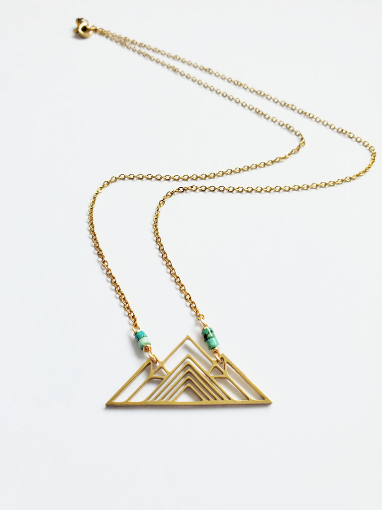 Gold Mountain + Heishi Turq Necklace