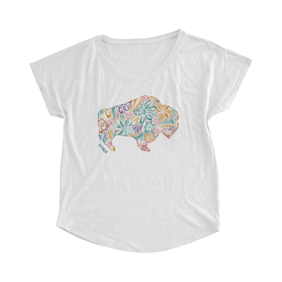 Gals Floral Bison Flow Tee
