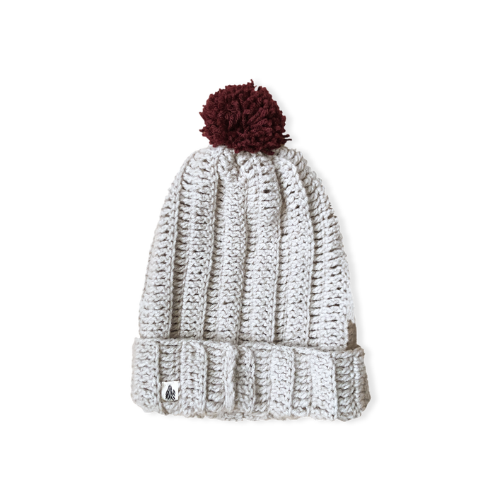 Toasty Grey Slouch Pommed Knit Cap