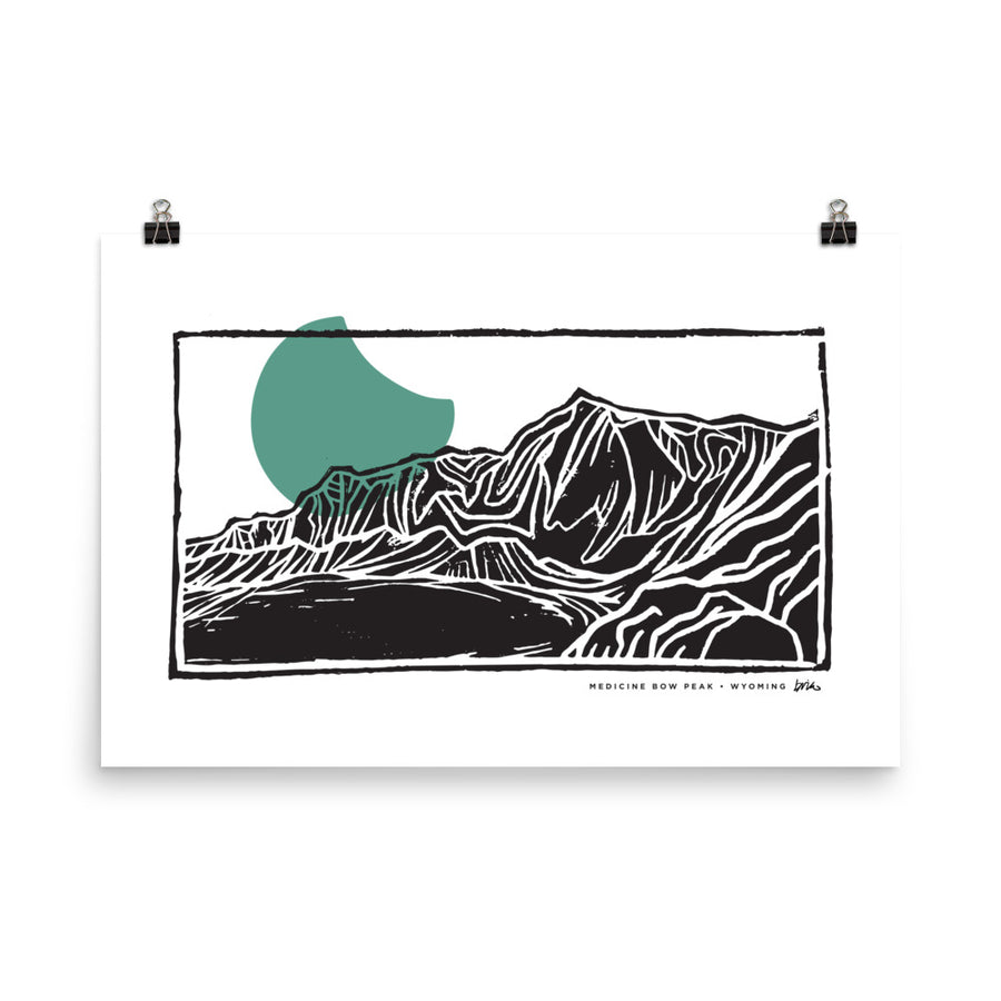 Carved Rock Collection Moon Print // Medicine Bow Peak, Wyoming
