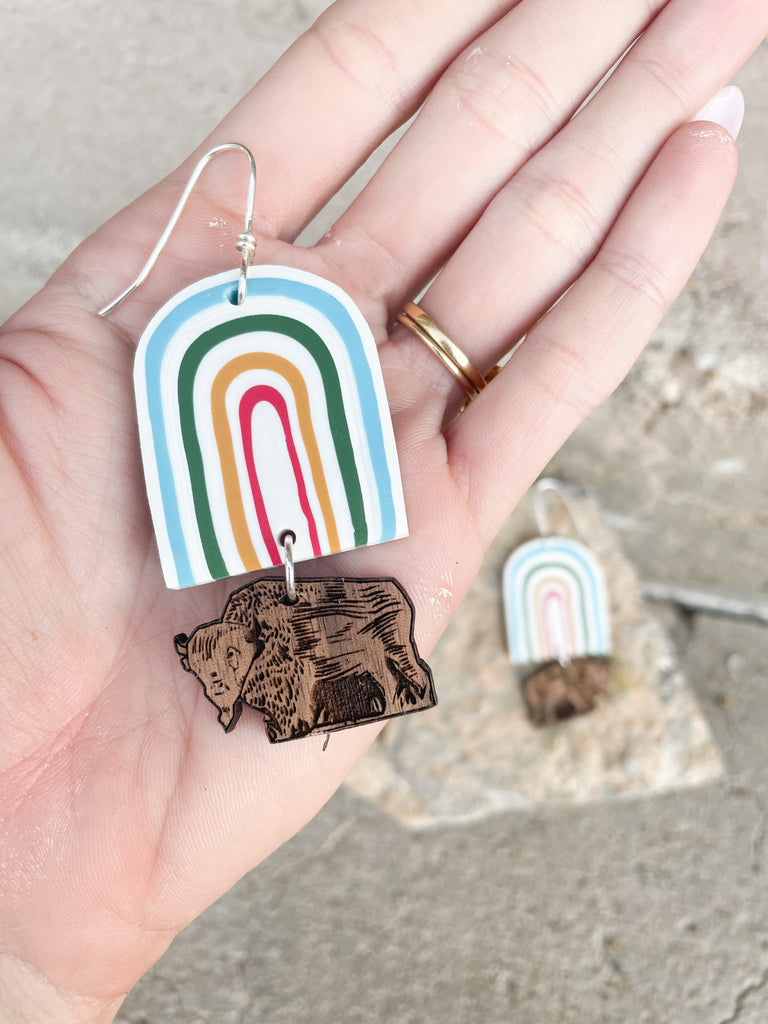 Rainbow Bison Earrings
