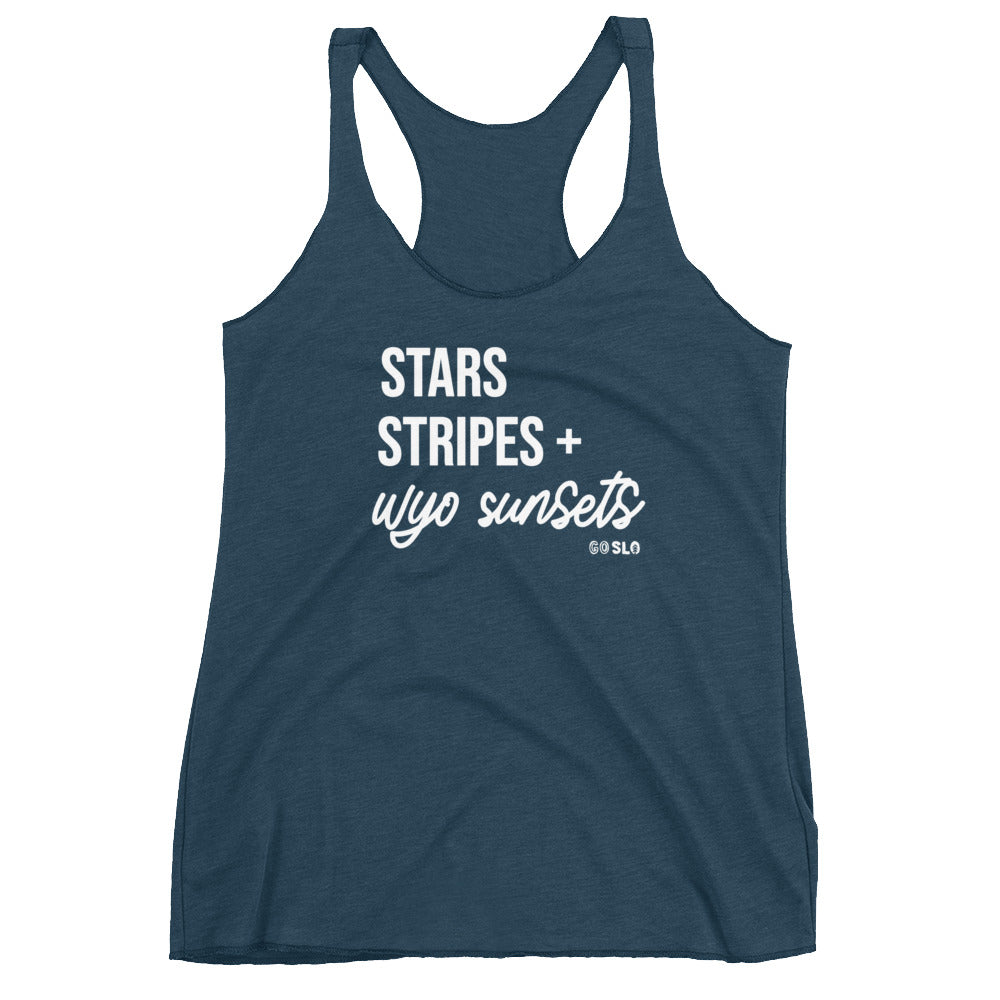Gals Wyo Sunset Racerback Tank