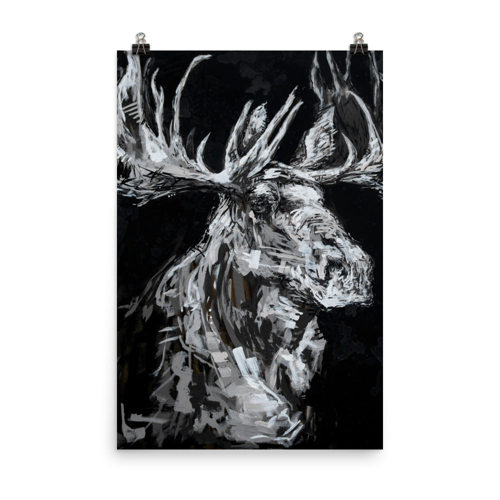 The Black + White Moose Print