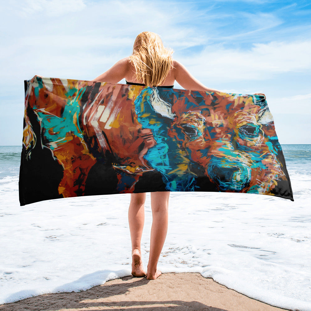 Tabitha the Bison Oversized Beach Towel